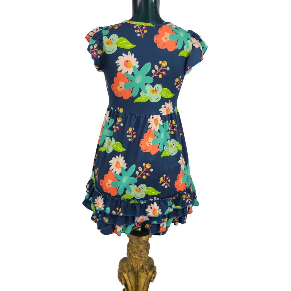 Adorable Sweetness Floral & Lace Ruffle Girl Dress Navy Blue Size 10 2262 - Picture 2 of 7